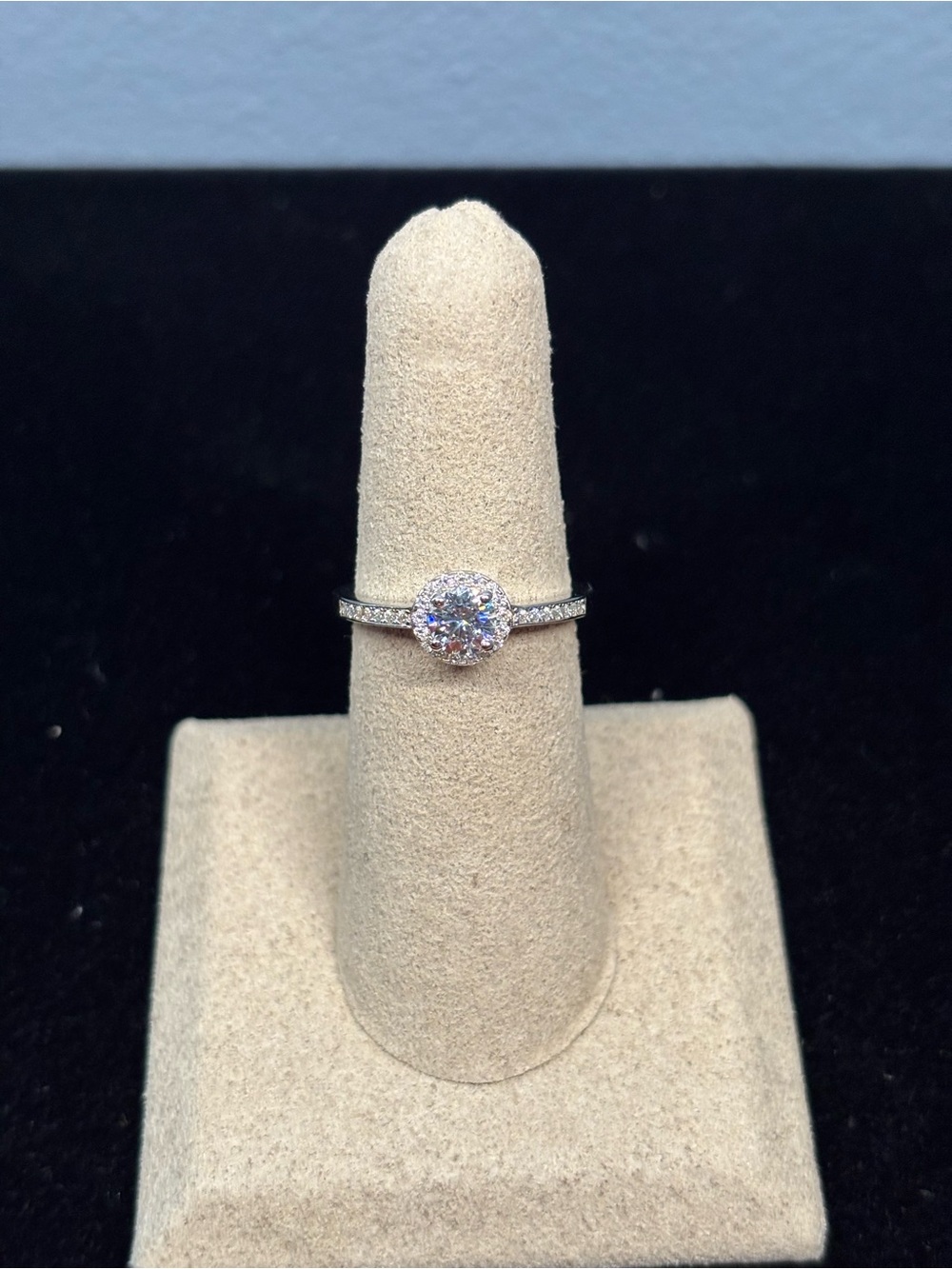 925 Sterling Silver Classic Round Halo Ring (Size 7)